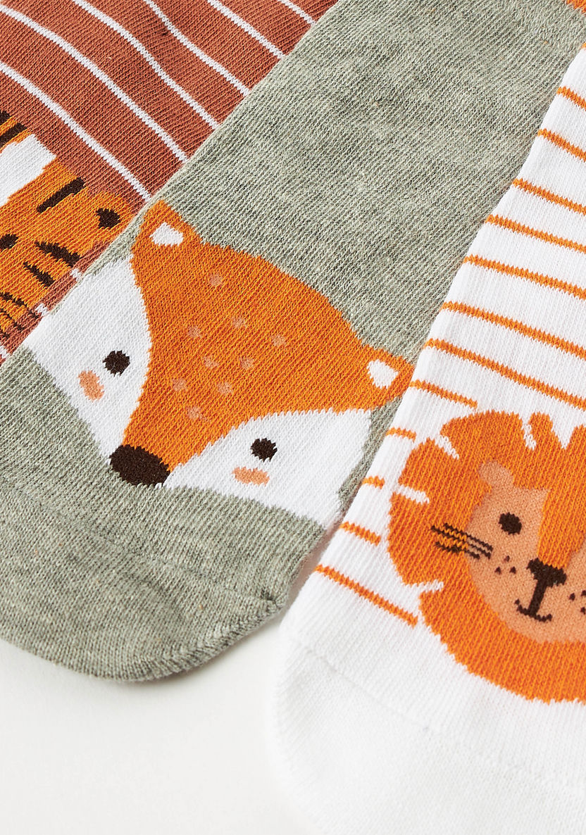 Juniors Animal Print Ankle Length Socks - Set of 3-Socks-image-2