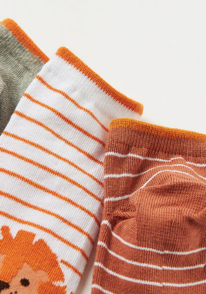 Juniors Animal Print Ankle Length Socks - Set of 3-Socks-image-3