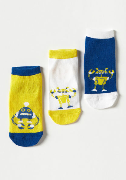 Juniors Graphic Print Ankle Length Socks with Elasticated Hem - Set of 3-Socks-image-0