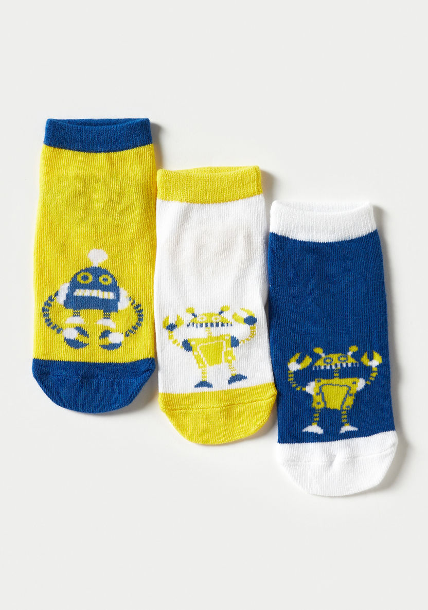 Juniors Graphic Print Ankle Length Socks with Elasticated Hem - Set of 3-Socks-image-1