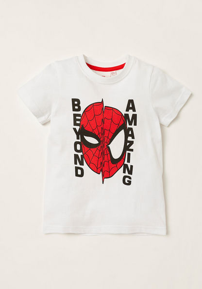 Spider-Man Print Round Neck T-shirt and Pyjama Set-Pyjama Sets-image-2