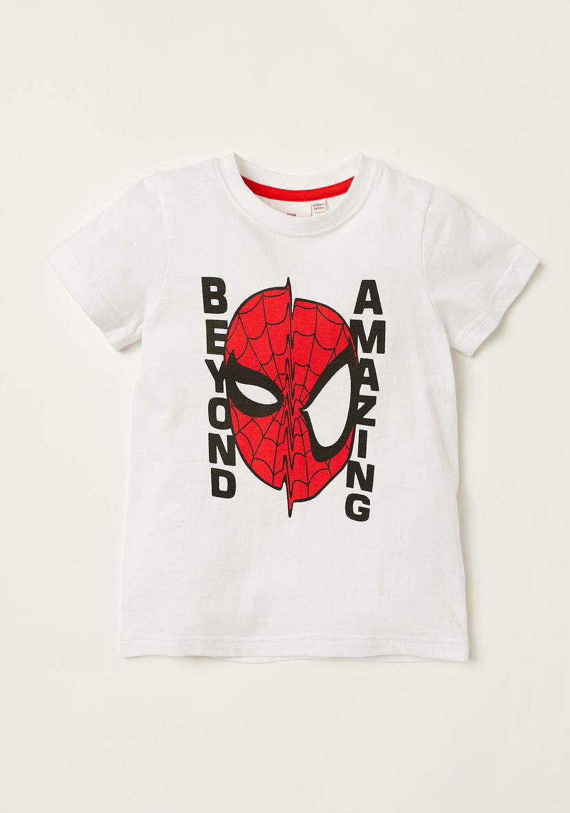 Spider-Man Print Round Neck T-shirt and Pyjama Set-Pyjama Sets-image-2
