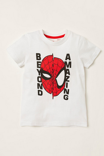 Spider-Man Print Round Neck T-shirt and Pyjama Set