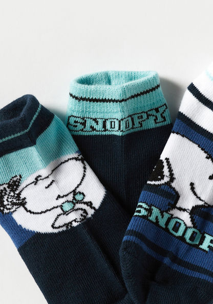 Snoopy Print Ankle Length Socks with Elasticated Hem - Set of 3-Socks-image-2