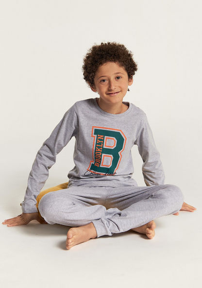 Juniors Printed Round Neck T-shirt and Pyjama - Set of 2-Nightwear-image-1