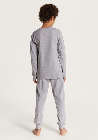 Juniors Printed Round Neck T-shirt and Pyjama - Set of 2-Nightwear-image-4