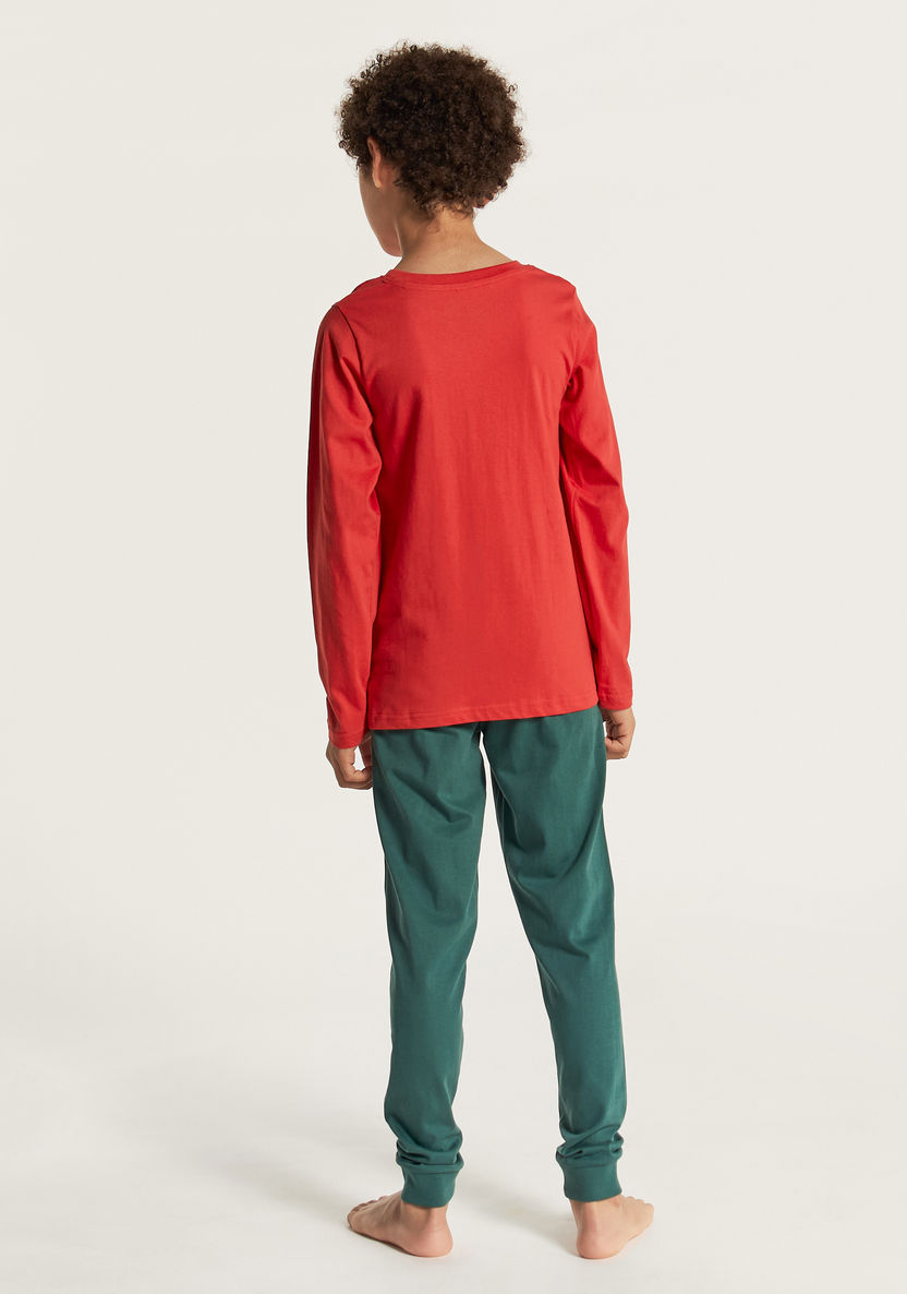 Juniors Printed Round Neck T-shirt and Pyjama - Set of 2-Nightwear-image-8
