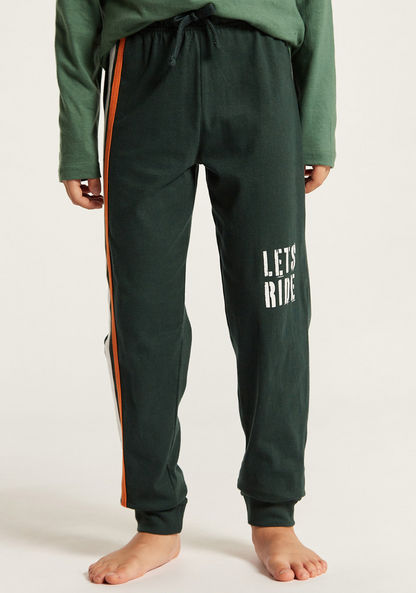 Juniors Printed Crew Neck T-shirt and Full Length Pyjama Set-Nightwear-image-3