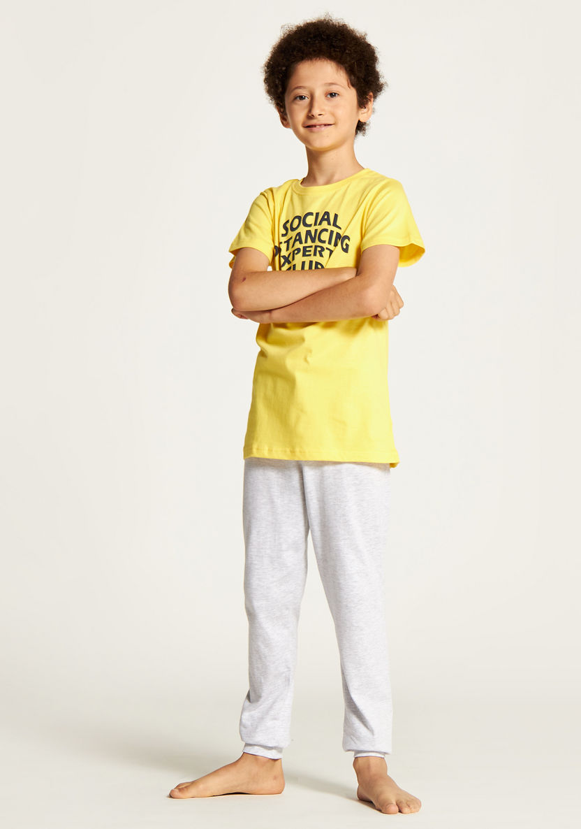 Juniors Printed Round Neck T-shirt and Pyjama Set-Nightwear-image-0