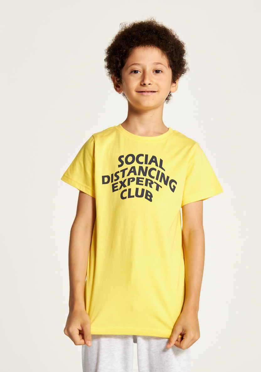 Juniors Printed Round Neck T-shirt and Pyjama Set-Nightwear-image-2