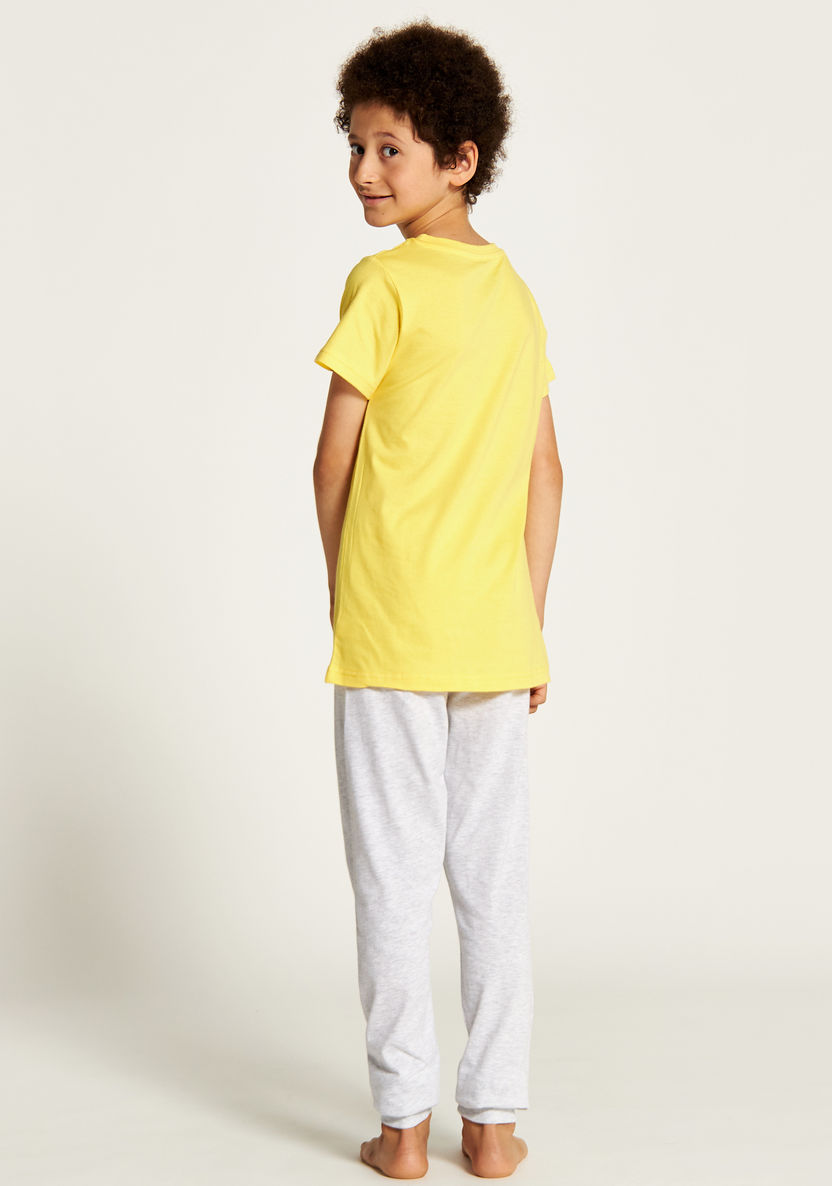 Juniors Printed Round Neck T-shirt and Pyjama Set-Nightwear-image-4