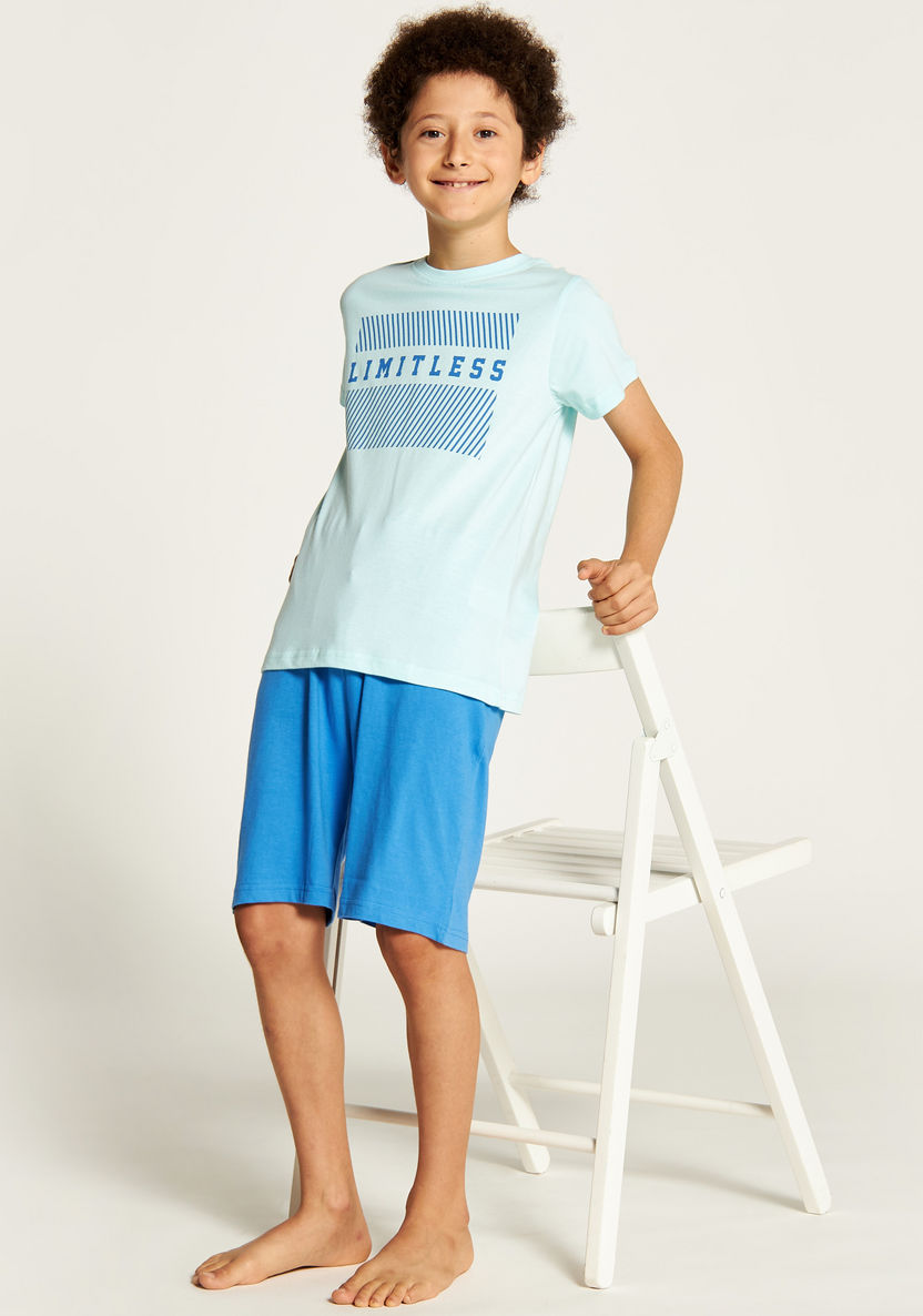 Juniors Printed Crew Neck T-shirt and Shorts Set-Nightwear-image-0