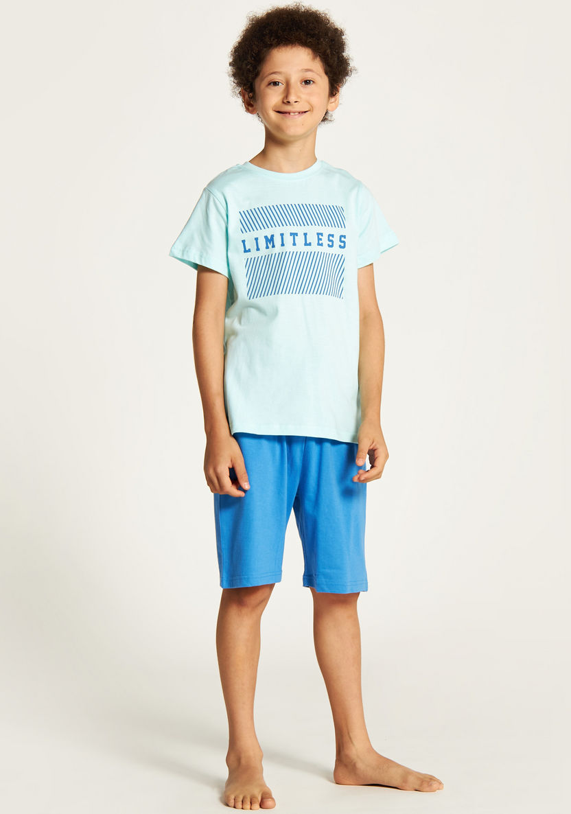 Juniors Printed Crew Neck T-shirt and Shorts Set-Nightwear-image-1