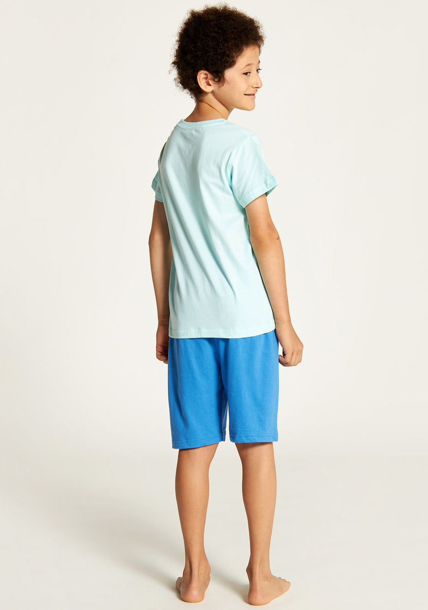 Juniors Printed Crew Neck T-shirt and Shorts Set-Nightwear-image-3