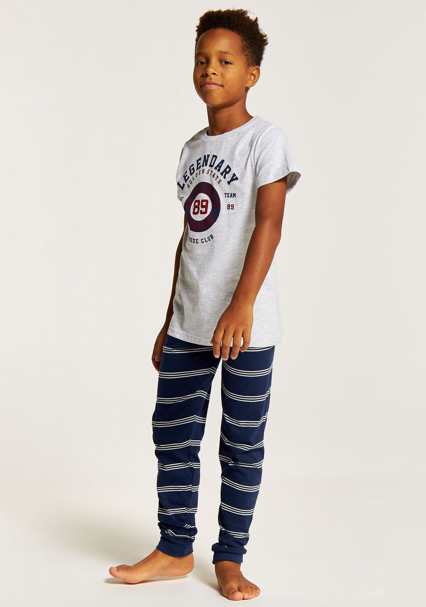 Juniors Printed Crew Neck T-shirt and Pyjama Set-Nightwear-image-0