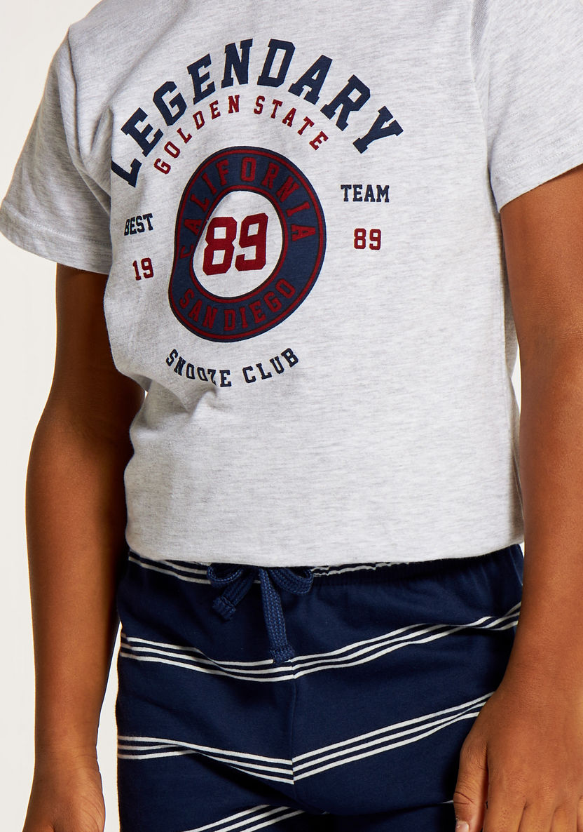 Juniors Printed Crew Neck T-shirt and Pyjama Set-Nightwear-image-4