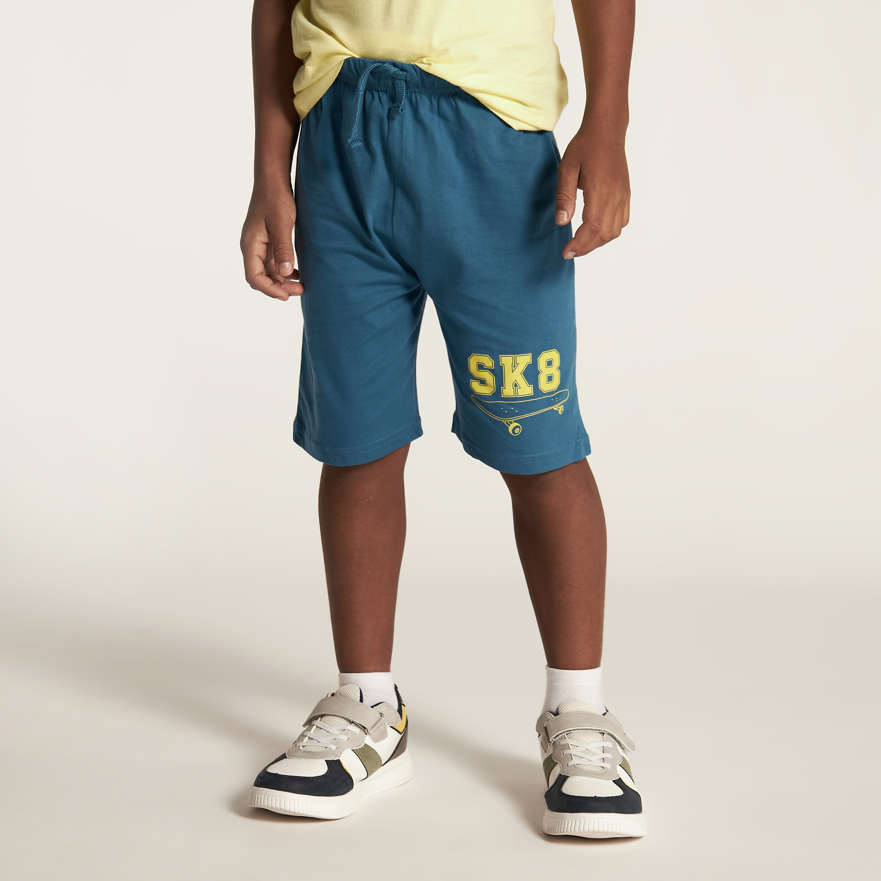 Juniors Printed Crew Neck T-shirt and Shorts Set-boys-clothing-nightwear-image-3