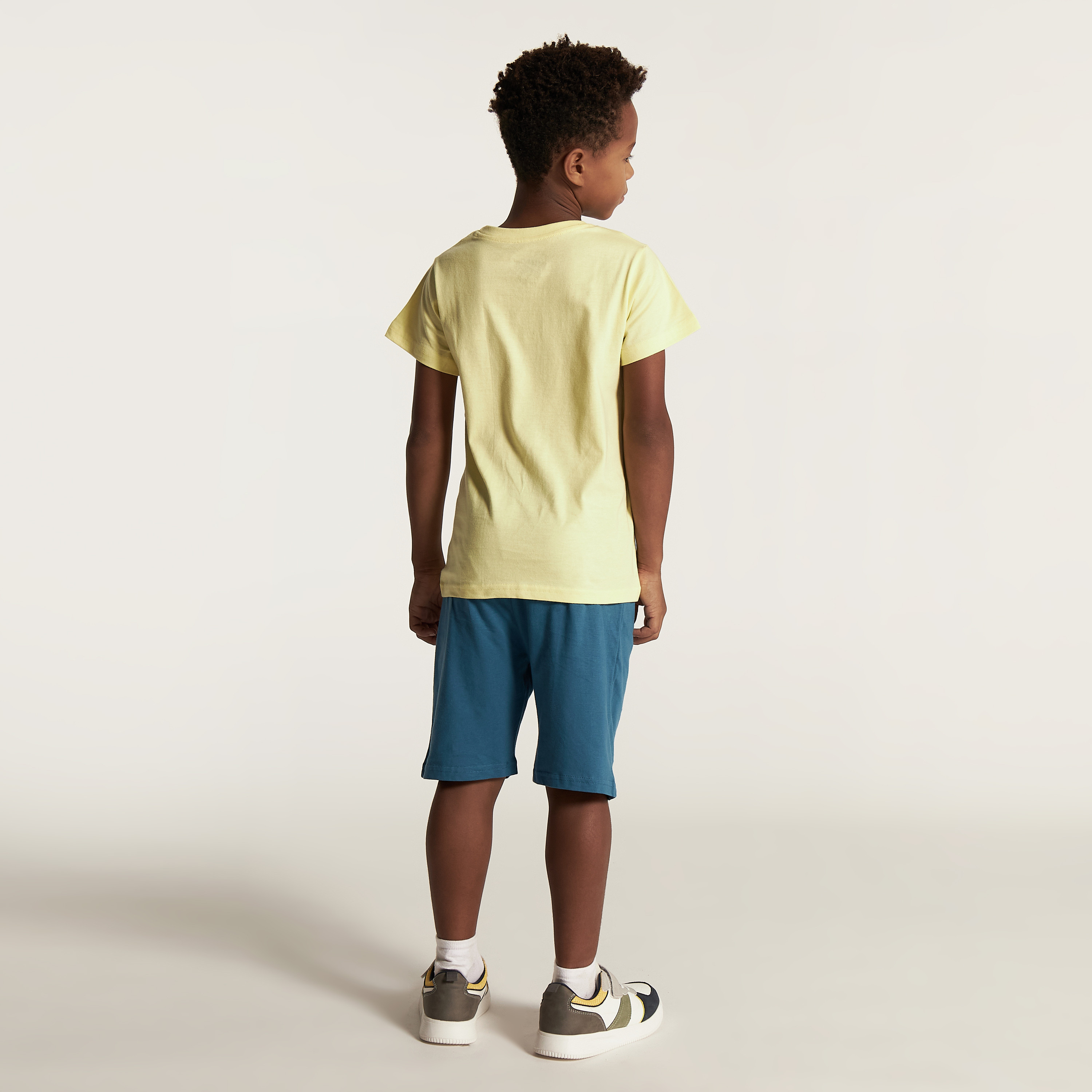 Juniors Printed Crew Neck T-shirt and Shorts Set-boys-clothing-nightwear-image-4