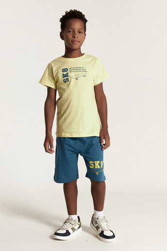 Juniors Printed Crew Neck T-shirt and Shorts Set
