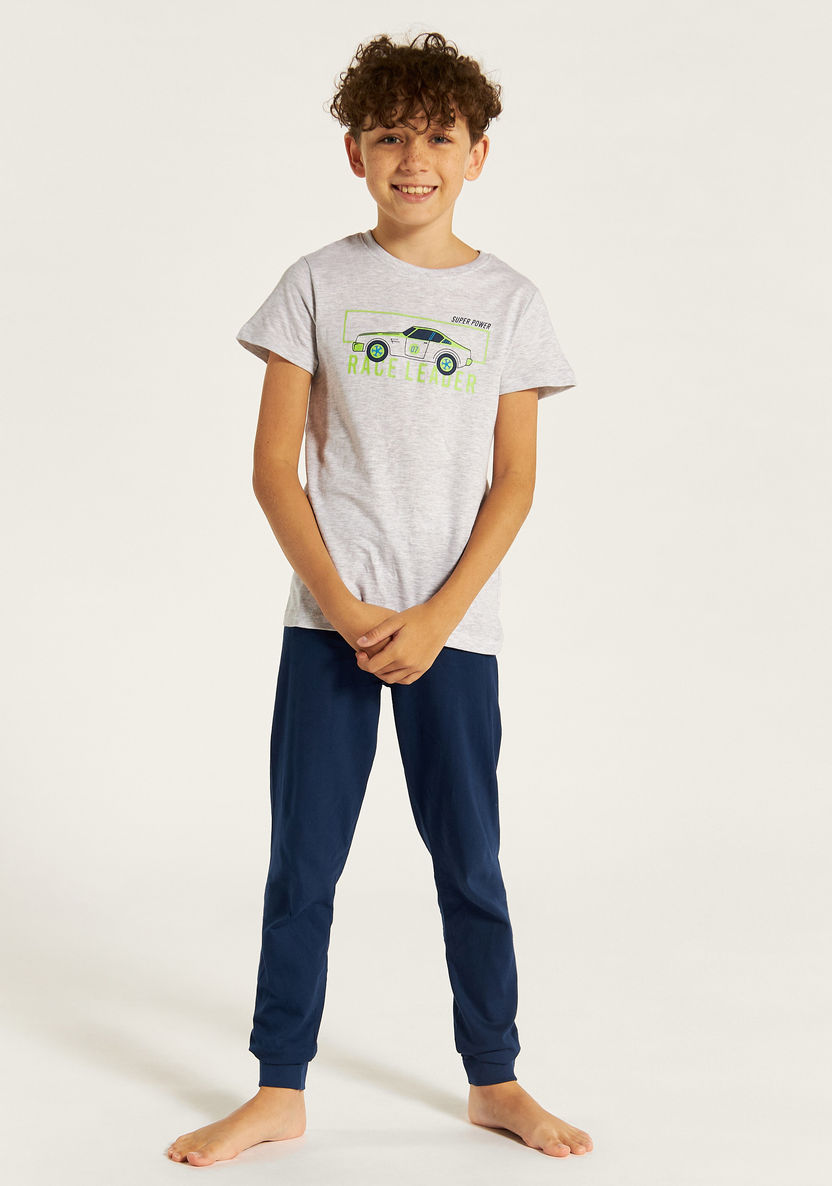 Juniors Printed Round Neck T-shirt and Pyjama Set-Nightwear-image-0