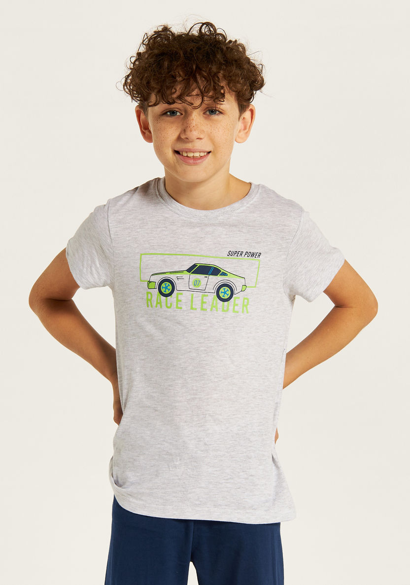 Juniors Printed Round Neck T-shirt and Pyjama Set-Nightwear-image-2