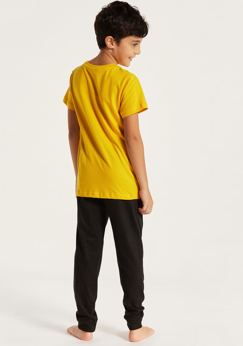 Juniors Game Print T-shirt and Full Length Pyjama Set-Nightwear-image-2
