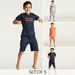 Juniors 6-Piece Printed Round Neck T-shirt and Shorts Set with Pyjama-Nightwear-thumbnailMobile-0