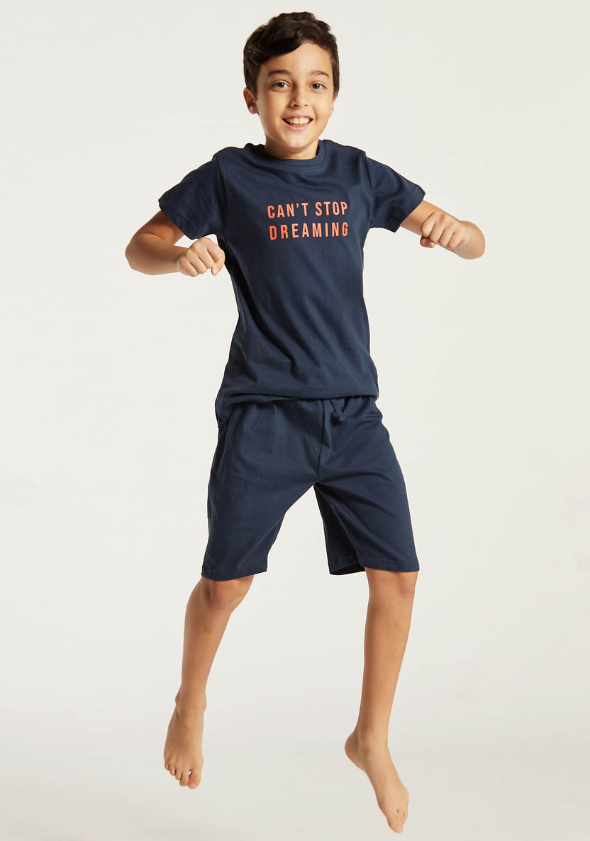 Juniors 6-Piece Printed Round Neck T-shirt and Shorts Set with Pyjama-Nightwear-image-9