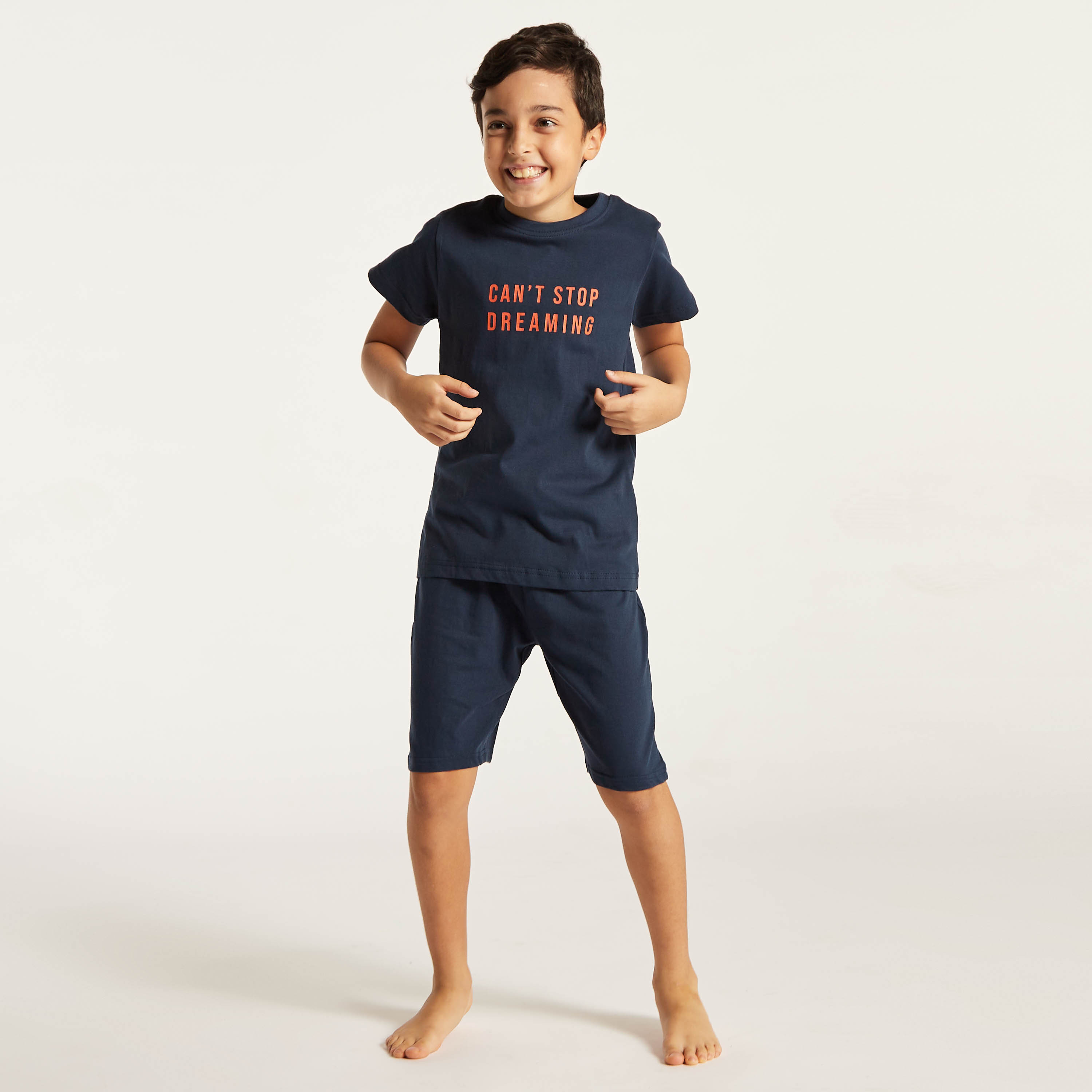 Juniors 6-Piece Printed Round Neck T-shirt and Shorts Set with Pyjama-boys-clothing-nightwear-image-2