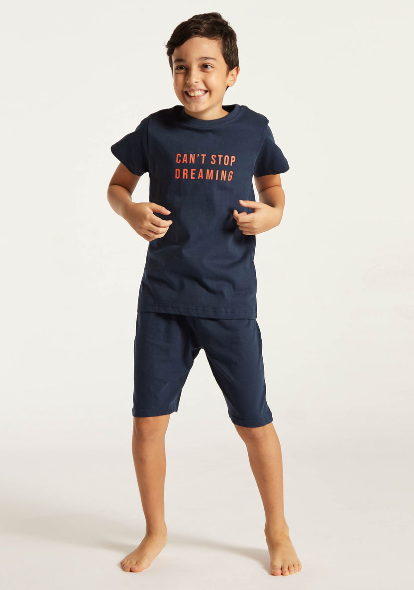 Juniors 6-Piece Printed Round Neck T-shirt and Shorts Set with Pyjama-Nightwear-image-1