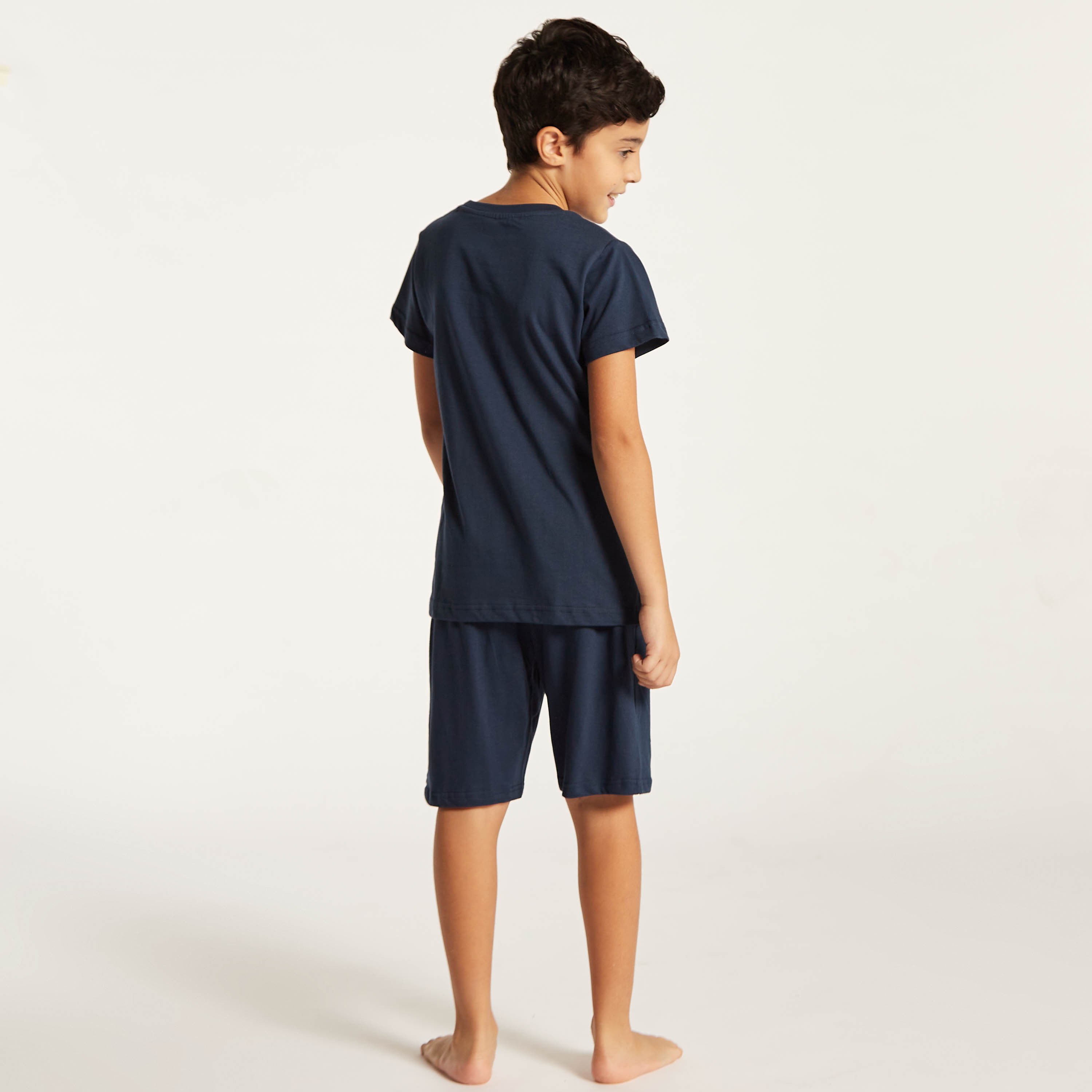Juniors 6-Piece Printed Round Neck T-shirt and Shorts Set with Pyjama-boys-clothing-nightwear-image-4