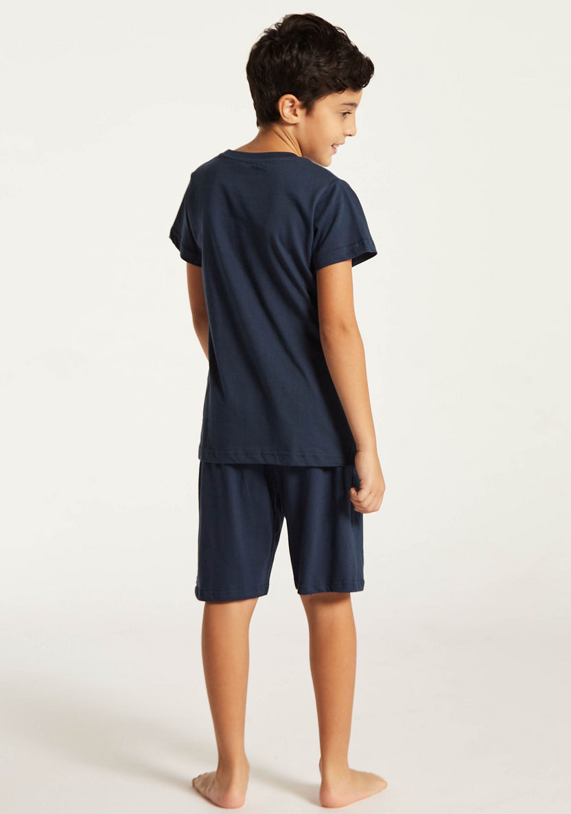 Juniors 6-Piece Printed Round Neck T-shirt and Shorts Set with Pyjama-Nightwear-image-3
