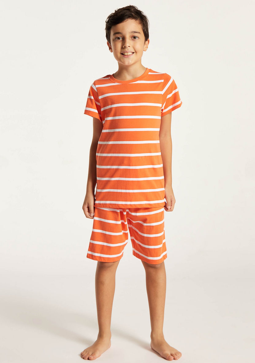 Juniors 6-Piece Printed Round Neck T-shirt and Shorts Set with Pyjama-Nightwear-image-5