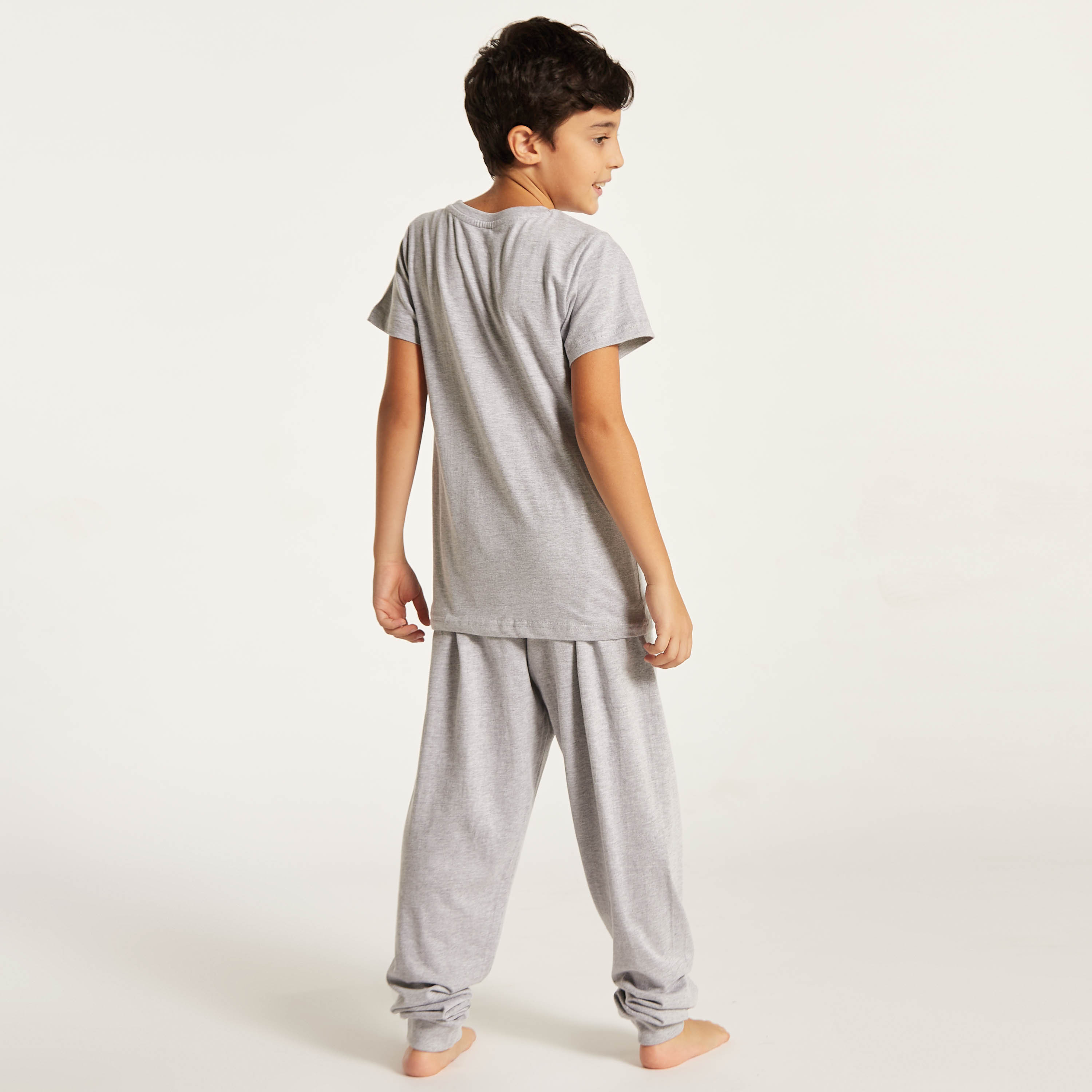 Juniors 6-Piece Printed Round Neck T-shirt and Shorts Set with Pyjama-boys-clothing-nightwear-image-9