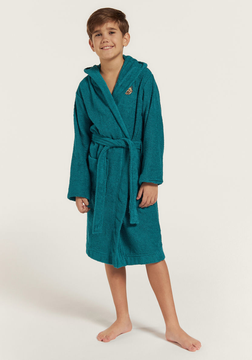 Juniors Textured Robe with Hood and Pockets-Towels and Flannels-image-0
