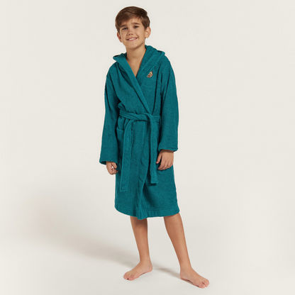 Juniors Textured Robe with Hood and Pockets-Towels and Flannels-image-0