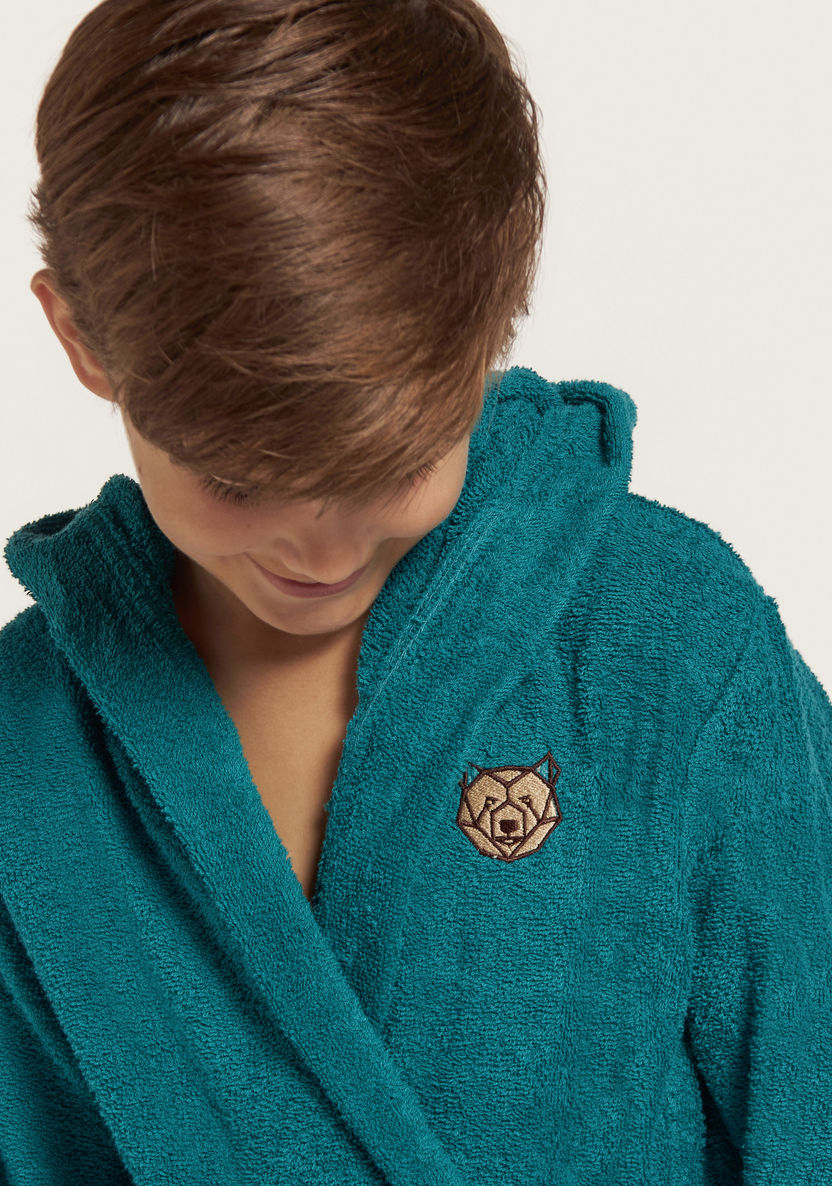 Juniors Textured Robe with Hood and Pockets-Towels and Flannels-image-1