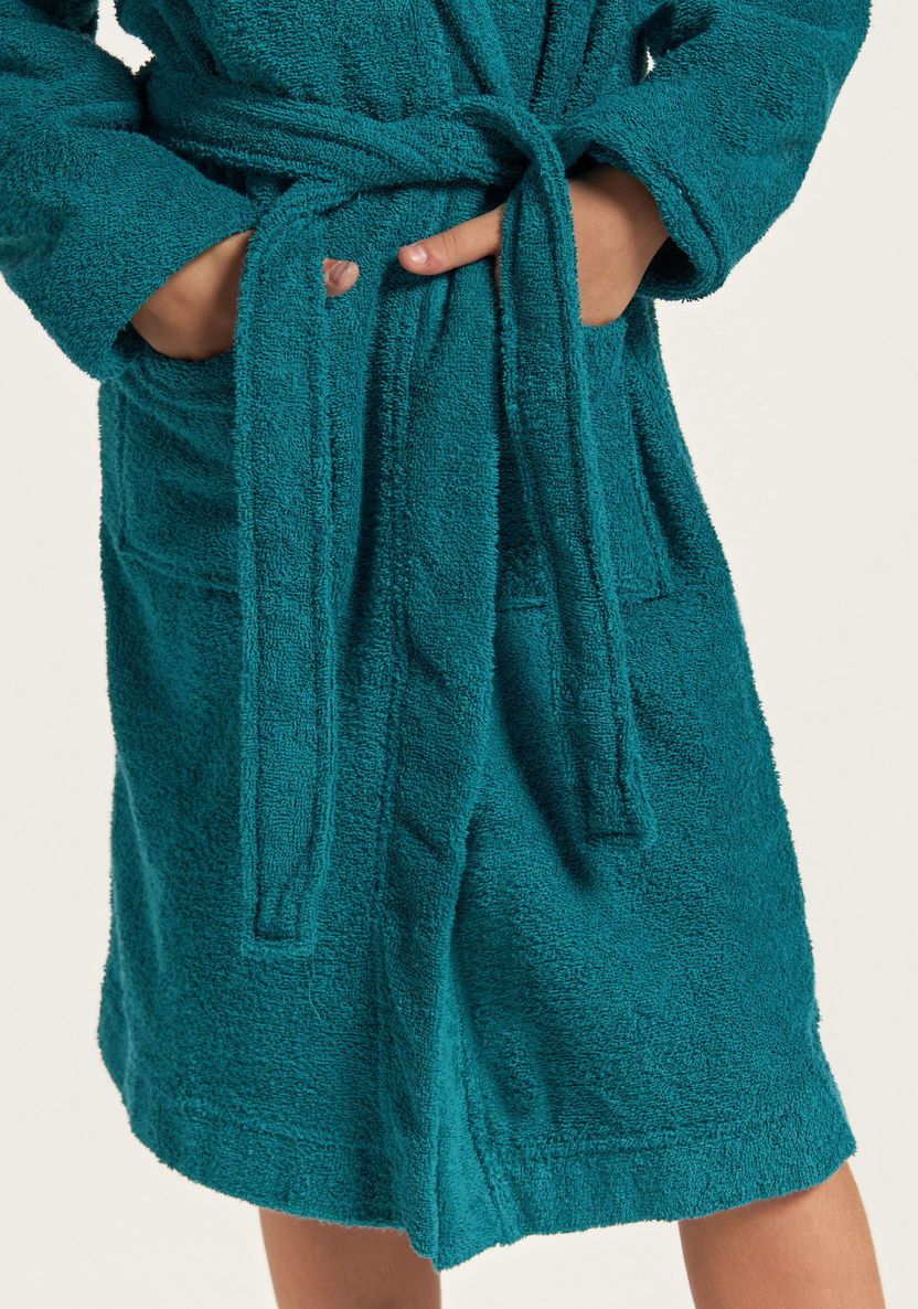 Juniors Textured Robe with Hood and Pockets-Towels and Flannels-image-2