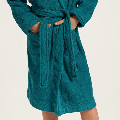 Juniors Textured Robe with Hood and Pockets-Towels and Flannels-image-2