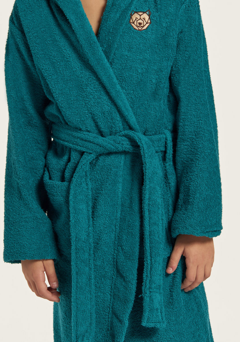 Juniors Textured Robe with Hood and Pockets-Towels and Flannels-image-3
