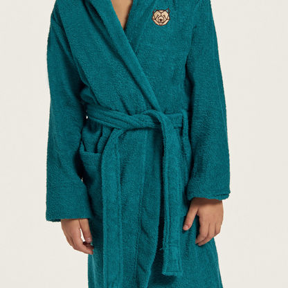 Juniors Textured Robe with Hood and Pockets-Towels and Flannels-image-3