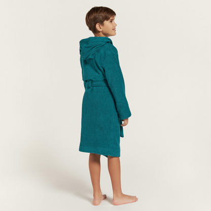 Juniors Textured Robe with Hood and Pockets-Towels and Flannels-image-4