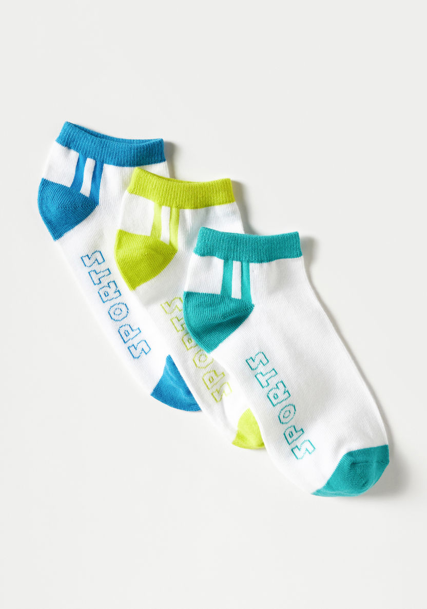 Juniors Printed Ankle Length Socks with Elasticated Hem - Set of 3-Socks-image-1