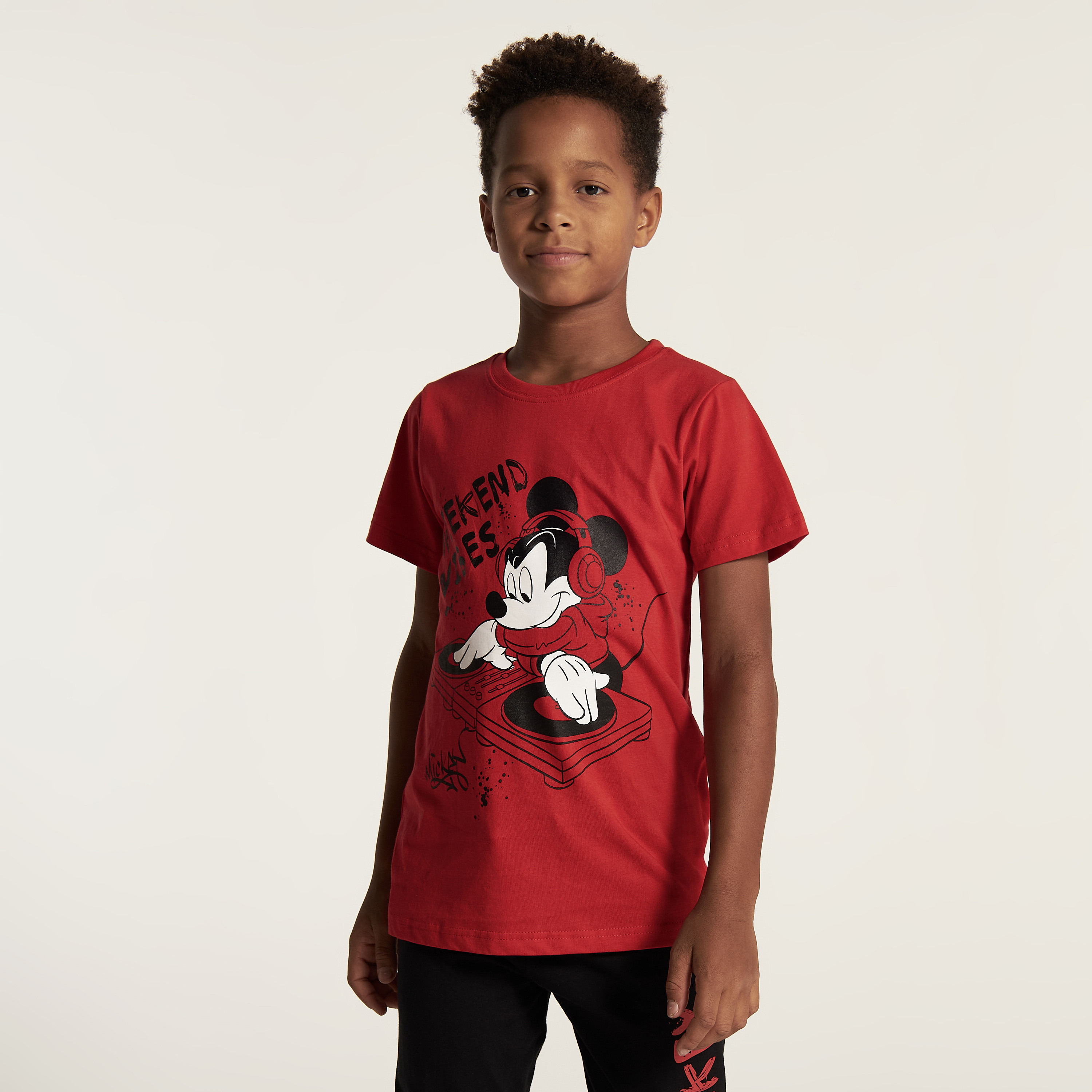 Disney Mickey Mouse Print T-shirt and Full Length Pyjama Set-boys-clothing-nightwear-image-2