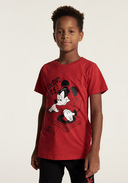 Disney Mickey Mouse Print T-shirt and Full Length Pyjama Set-Nightwear-image-1