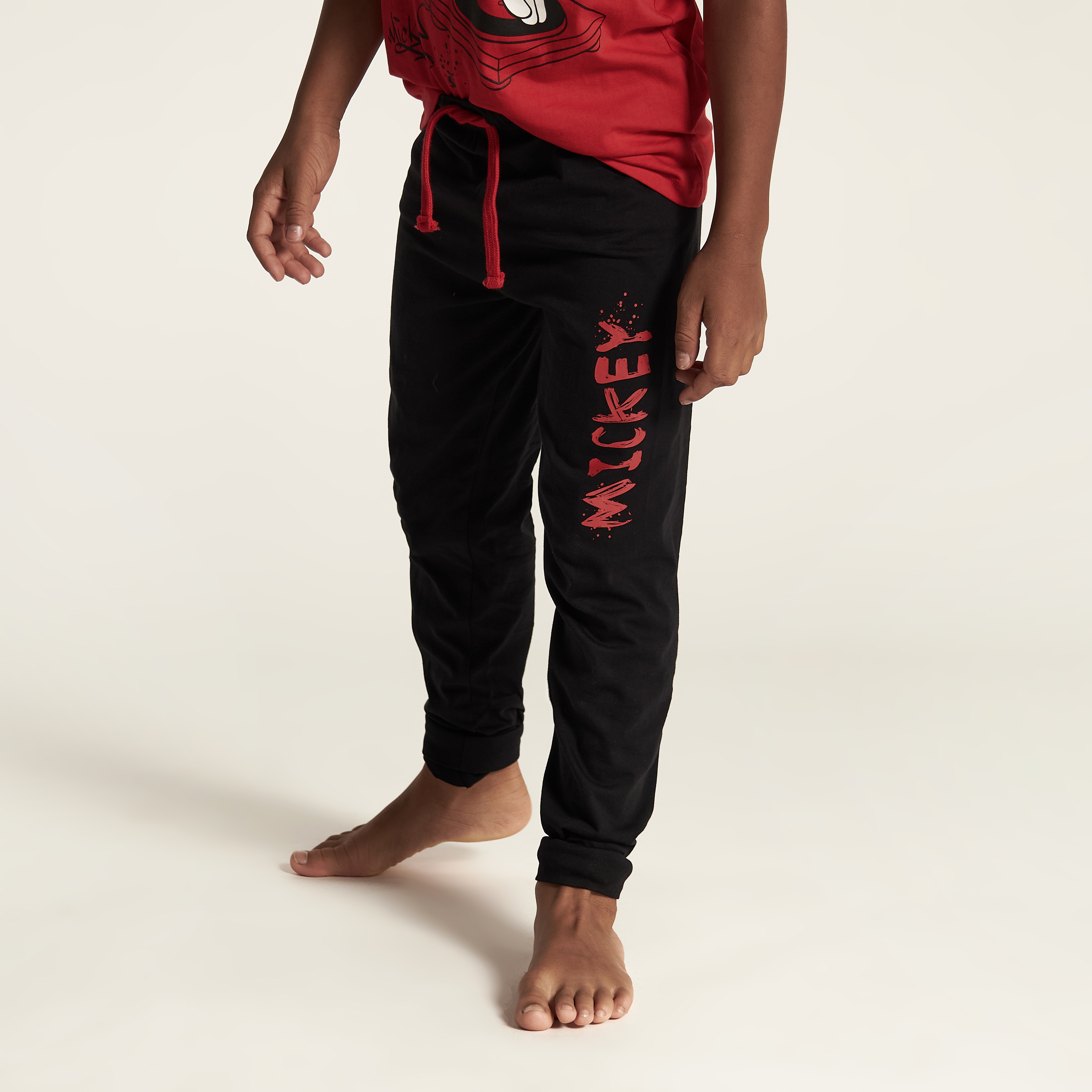 Disney Mickey Mouse Print T-shirt and Full Length Pyjama Set-boys-clothing-nightwear-image-3