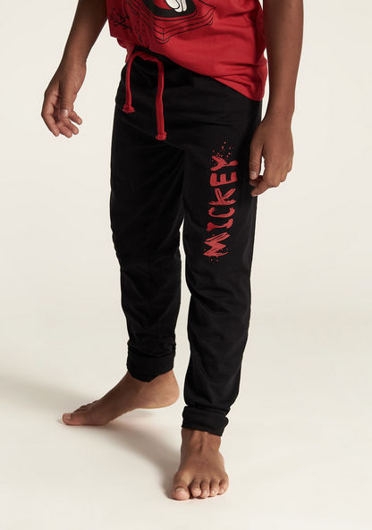 Disney Mickey Mouse Print T-shirt and Full Length Pyjama Set-Nightwear-image-2