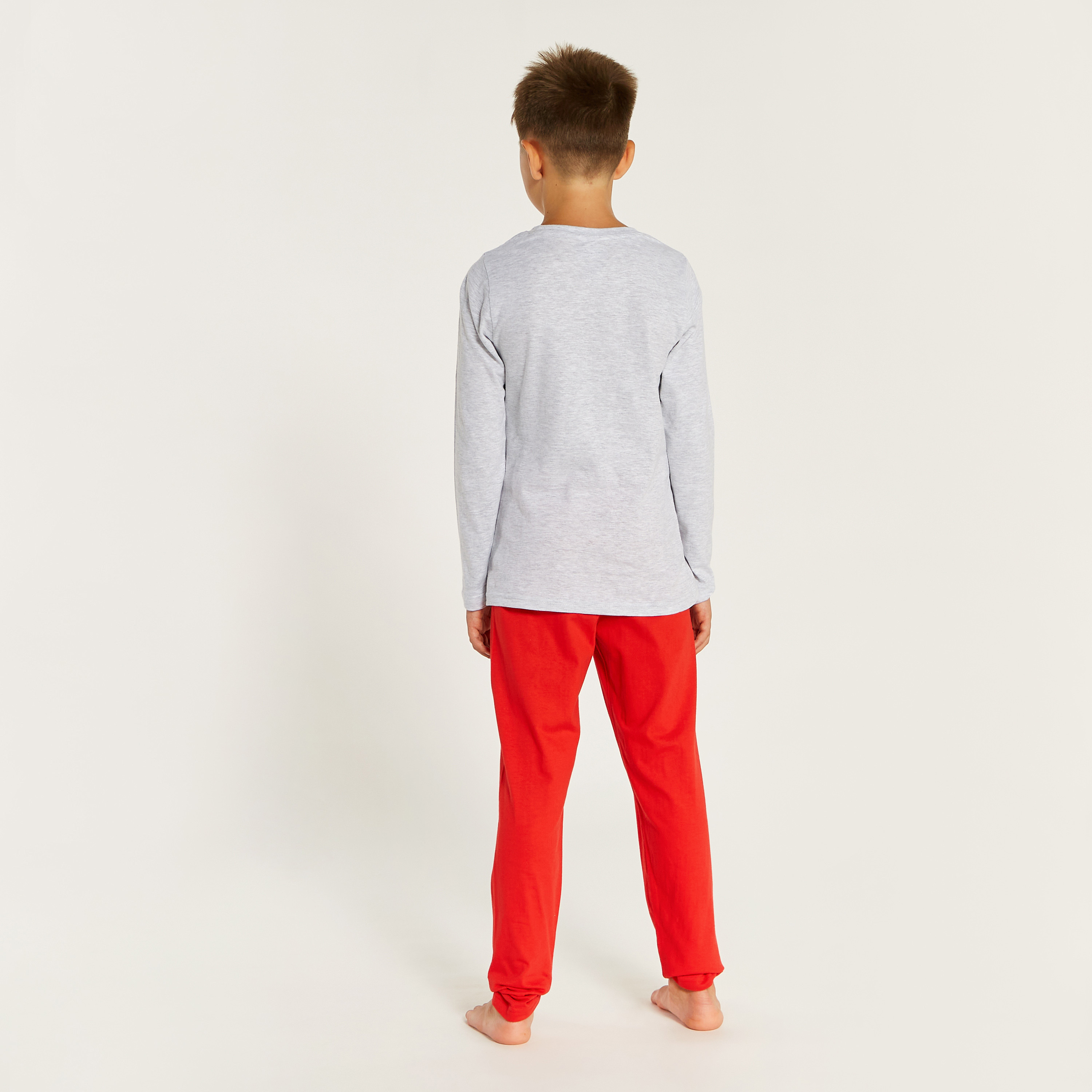Disney Mickey Mouse Print Crew Neck T-shirt and Pyjama Set-boys-clothing-nightwear-image-5