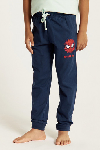 Spider-Man Print Crew Neck T-shirt and Pyjama Set