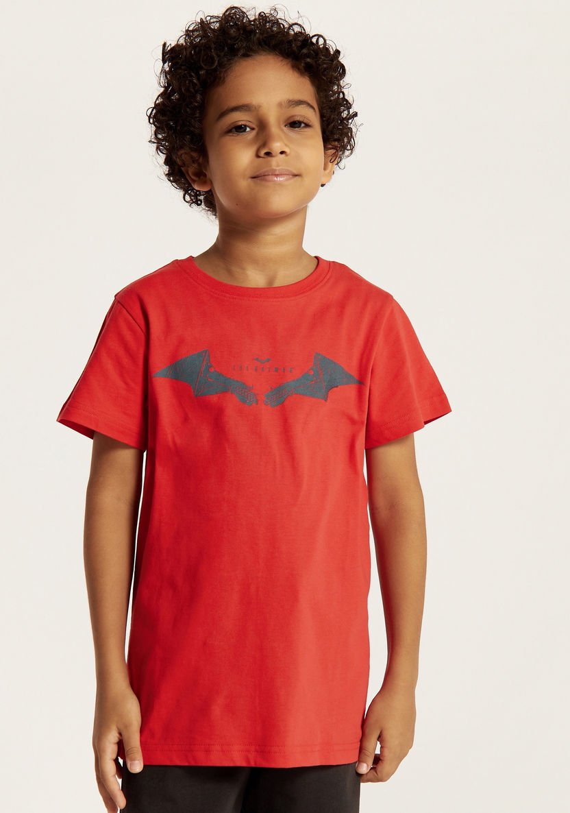 Batman Print Crew Neck T-shirt and Pyjama Set-Nightwear-image-1